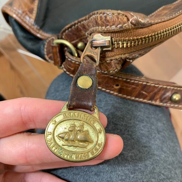 Brahmin Women's Crossbody Leather Black Brown Purse - Picture 4 of 12